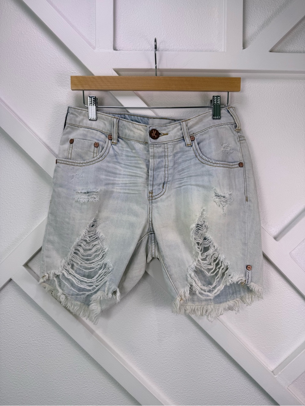 NWT One Teaspoon Free People Stevie’s Long Length Boyfriend Shorts In Brando 24